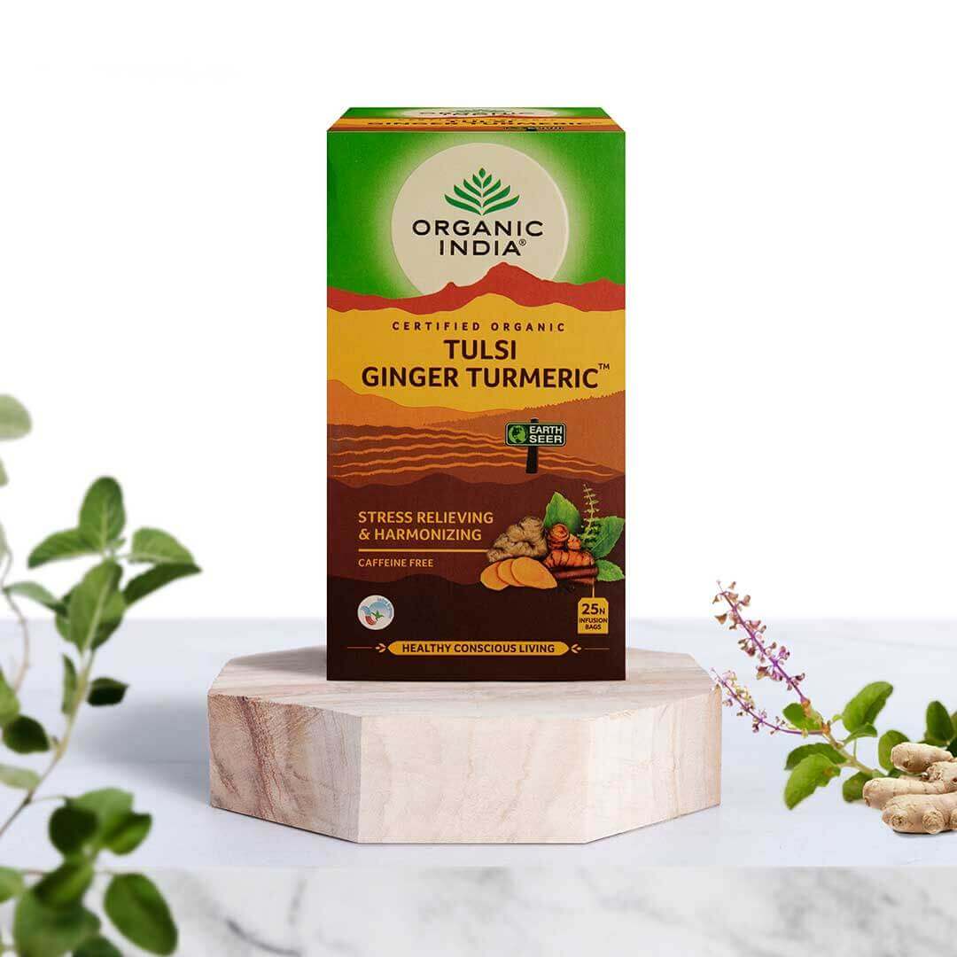 Indiška arbata Tulsi Turmeric Ginger, 25 pakeliai
