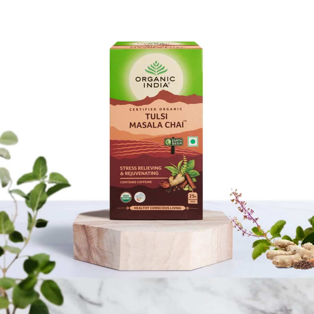 Indiška arbata su prieskoniais Tulsi Masala Chai, 25 pakeliai