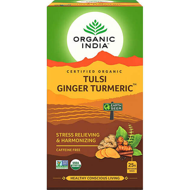 Indiška arbata Tulsi Turmeric Ginger, 25 pakeliai