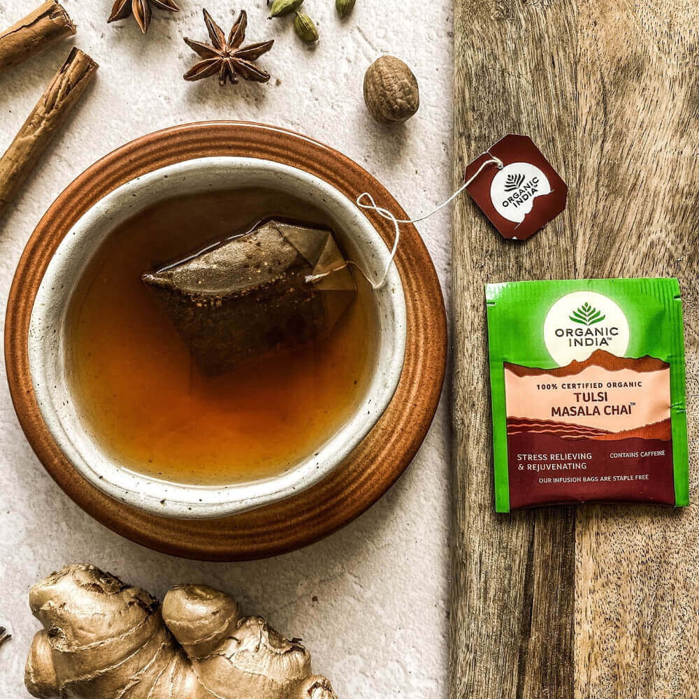 Indiška arbata su prieskoniais Tulsi Masala Chai, 25 pakeliai