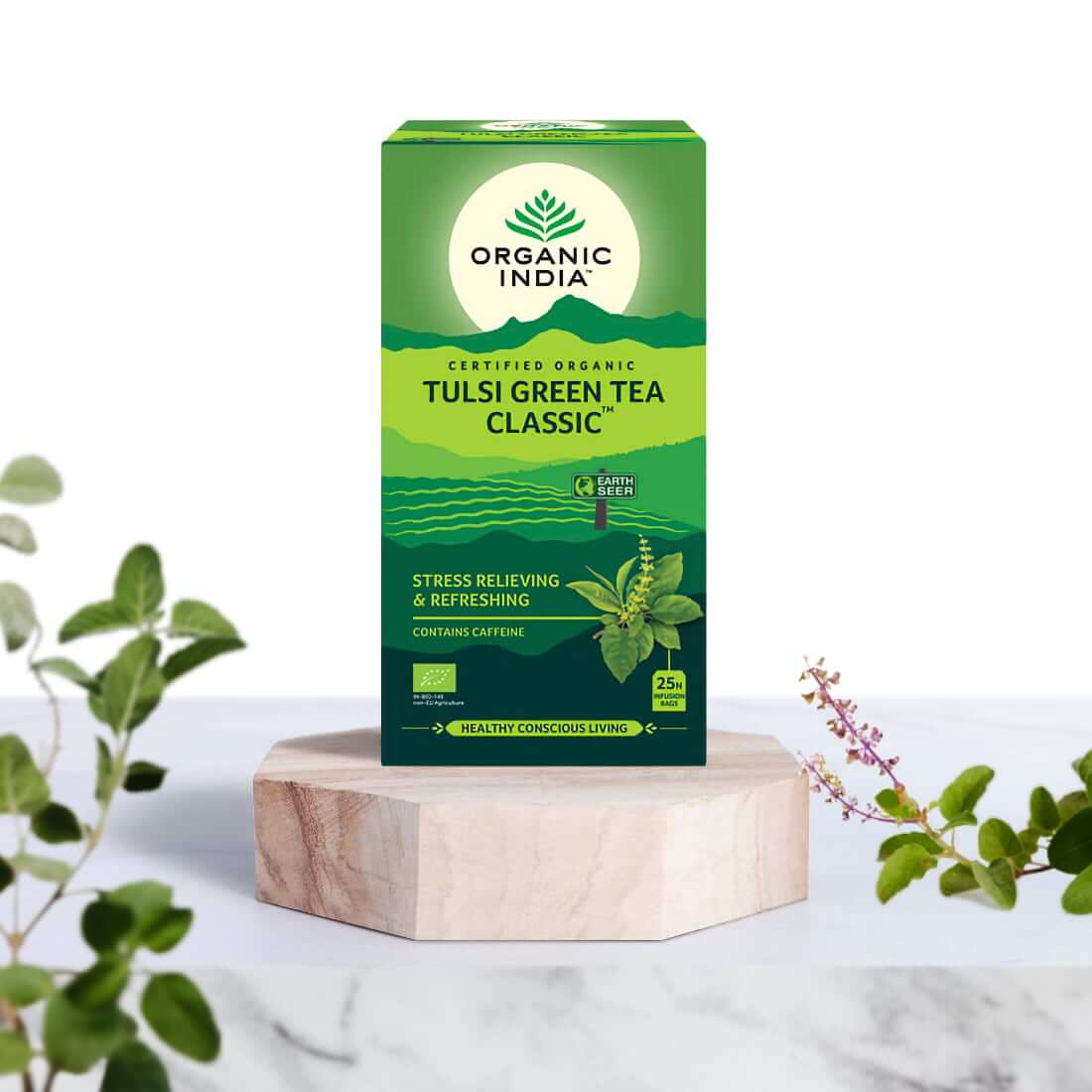 Ajurvedinė arbata Tulsi Green Tea Classic, 25 pakeliai