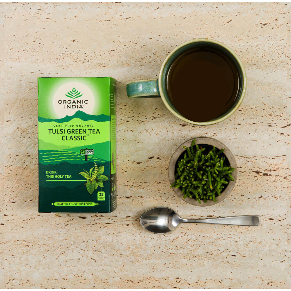 Ajurvedinė arbata Tulsi Green Tea Classic, 25 pakeliai