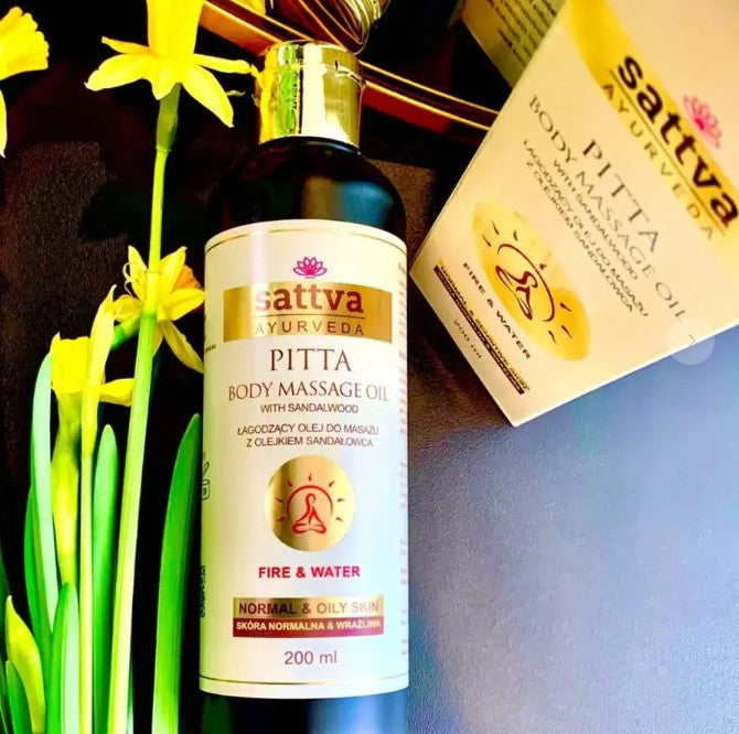 Pitta doša - masažo aliejus su sandalmedžiu, Sattva, 200ml