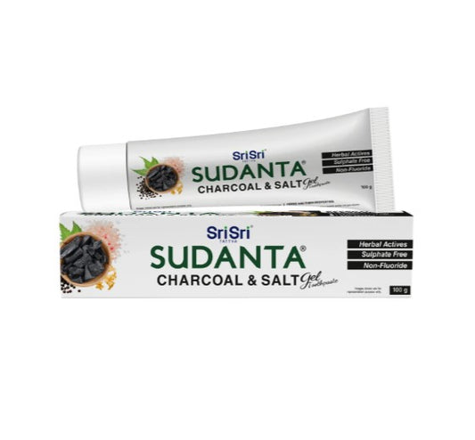 Sudanta gelinė dantų pasta be fluoro su aktyvinta anglimi ir druska